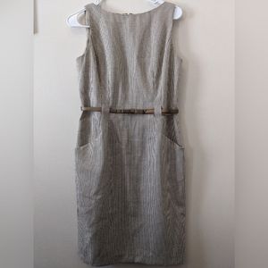 Shelby & Palmer brown and white belted pattern dress